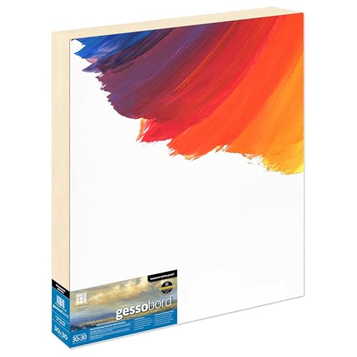 Ampersand Art Supply Museum Series Gessobord | 30x30 | 2" Cradled Profile | Gesso Wood Painting Panel for Oil and Acrylic Paint & Mixed Media | Canvas Panel Alternative in Professional Art Supplies - size: 30" x 30", style: 2 Inch Cradle