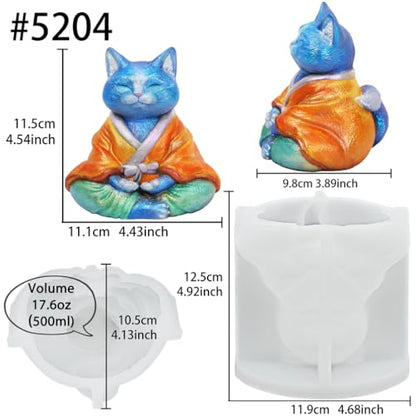 Cat Silicone Mold for Taba Squishy, Resin, Candle, Crafting Big 5'' Kitty - color: Cat