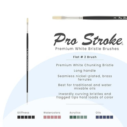 Creative Mark Pro Stroke Premium White Chungking Hog Bristle Artist Paint Brush - Flat # 2-2 Pack - Natural Bristle Brush w/Great Control Suitable for Oils, Watercolors, Acrylics, Alkyds, Caseins - size: 2 - 2 Pack