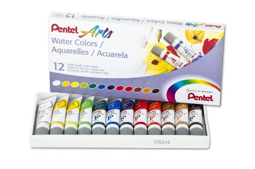 Pentel Arts Water Colors, Assorted, 5ml Tubes, 12 Color Set (WFRS-12) - size: 12 Colors (2.03 Fl Oz) (Pack of 1)