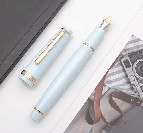 JINHAO 82 Fountain Pen with Gold Clip (F Nib 0.5mm, Light Blue) - color: Light Blue