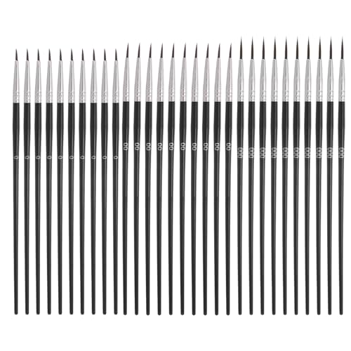 MECCANIXITY 60Pcs Fine Pointed Miniature Paint Brushes, Small Detail Paint Brush for Acrylic Watercolor Oil Model Painting Crafts Rock Painting and DIY Art(Black #0/#00/#000) - color: Black, size: #0/#00/#000