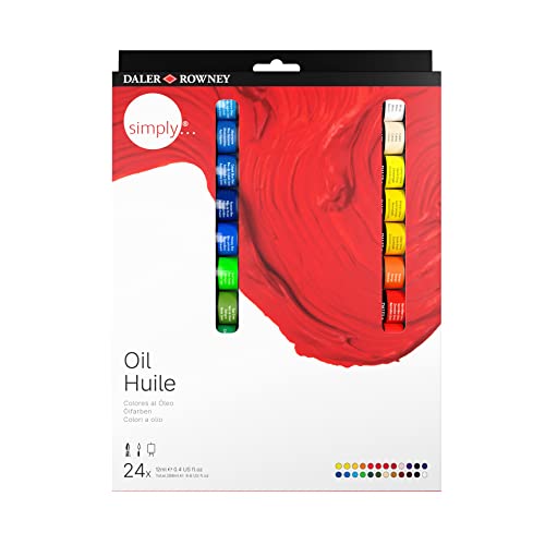 Daler-Rowney Simply 24 x 12ml Oil Paint Set, 24 Assorted Colours, Ideal for Entry-Level Artists & Hobbyists - style: 24 Pack