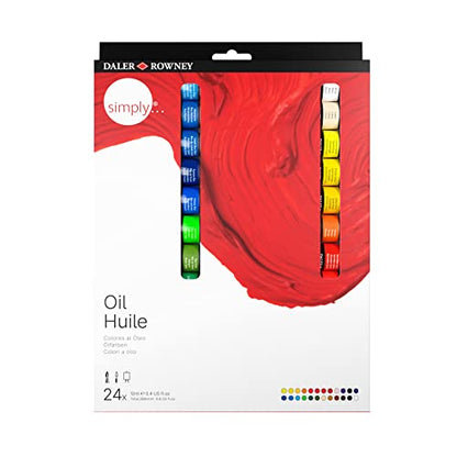 Daler-Rowney Simply 24 x 12ml Oil Paint Set, 24 Assorted Colours, Ideal for Entry-Level Artists & Hobbyists - style: 24 Pack