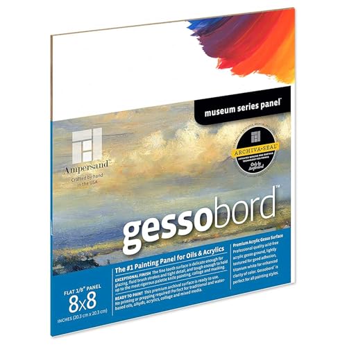 Ampersand Gessobord for Acrylic, Oil and Mixed Media, 1/8 Inch Depth, 8X8 Inch (GBS088) - size: 8X8, style: 1/8 Inch Depth