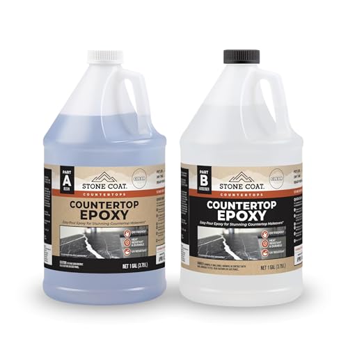 Stone Coat Countertops Epoxy Resin Kit for Countertops, Bar Tops, 2 Gallon | UV, Scratch & Heat Resistant, Food Safe for Kitchen Countertop, Tabletop, Shower Walls, Wooden Bar Top, & Art Craft Projects - size: 2 Gallon
