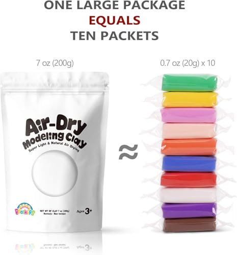 Sago Brothers White Air Dry Clay, 7oz Modeling Clay for Kids, Super Soft and Ultra Light Molding Clay for Children, Refill White Clay for Kids Age 3-12, Kids Gifts for Girls Boys, Kids Toys Crafts Kit | Super soft and ultra light molding clay for children