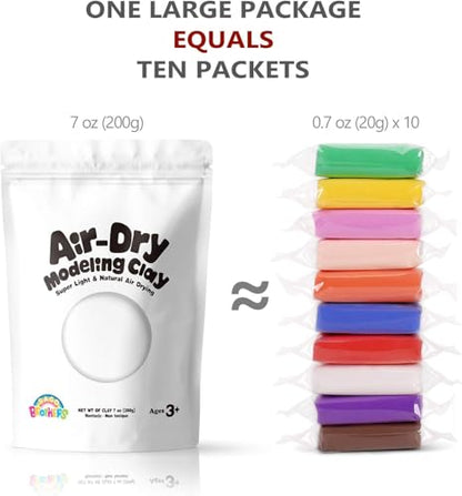 Sago Brothers White Air Dry Clay, 7oz Modeling Clay for Kids, Super Soft and Ultra Light Molding Clay for Children, Refill White Clay for Kids Age 3-12, Kids Gifts for Girls Boys, Kids Toys Crafts Kit | Super soft and ultra light molding clay for children