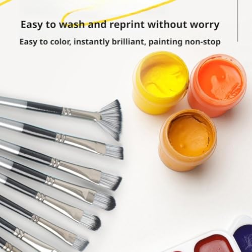 24 Pieces Professional Paint Brush Set for Acrylic Oil Watercolor Gouache Painting, Nylon Bristles, Ergonomic Handles
