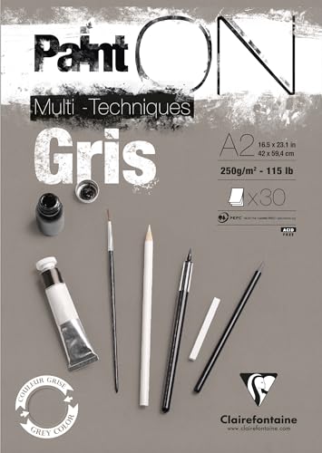 Clairefontaine Paint'ON Grey Paper Pad, 250 g, A2, 30 Sheets - color: Grey, size: A2