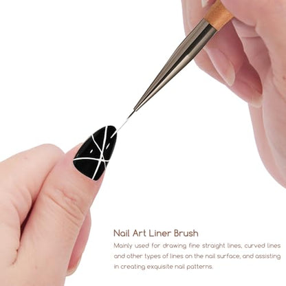 1 Piece 3-in-1 Nail Art Pen, Liner Brush for Fine Detailing and Smooth Lines, Cat Eye Magnet for Nails, Nail Magnet for Cat Eye Gel Polish - color: Liner Brush&Nail Magnet
