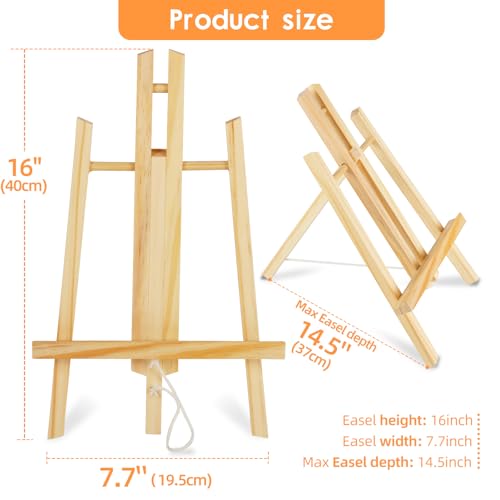 16"x7.7" Wooden Easel, Easel Stand for Painting, Tabletop Easel for Artist/Students/Beginners, Portable Canvas Photo Picture Sign Holder 16Pack - style: 16'' - 16 PK