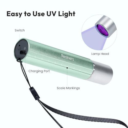 Resiners UV Resin Light, Mini 365nm Rechargeable UV Light for Resin | fast 10-20s curing, deep 365nm curing with portable design and auto shut-off safety for resin molds, jewelry and DIY