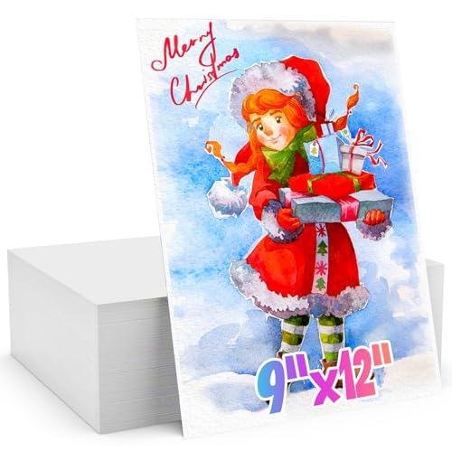 Watercolor Paper, 250 Sheets Water Color Paper Bulk, Art Supplies for Kids Adults, 9"x12" Artist Sketch Easel Painting Loose Drawing Paper, Valentines Day Stocking Stuffers, Teacher & School Supplies - size: 9" x 12", 250 sheets, style: loose watercolor d