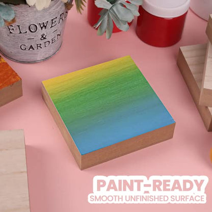 (12-Pack) - 4” x 4” Wooden Blocks for Crafts - 1-Inch Thick Square MDF Blocks - Smooth Surface with Wood Grain Pattern - Highly Customizable Blank Wood Squares - size: 4 x 4 x 1" (12 Pack)