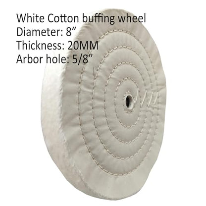 6pc 8" Cotton Buffing Polishing Wheel Kit for Bench Grinder,5/8" Arbor Hole | Includes 3pc 6" Cotton Polishing Buffing Wheel And 3pc 100g Bar Polishing Compound. For Polishing Aluminum, Brass & Jewelry - style: 8" X 5/8" AH 6PC