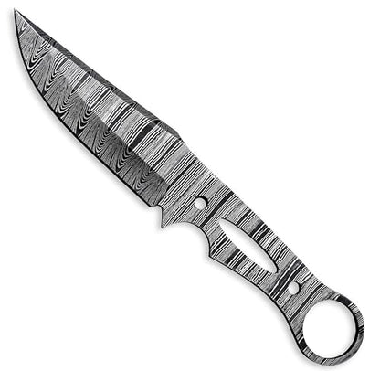 Custom Hand Forged Damascus Steel Blank Blade DIY Knife Making Kit Including G-10 Micarta Scale, Leather sheath, Pins, Scale, Camping Blade Damascus Blade Billet Knife Making Supply (BK-F) - color: BK-F