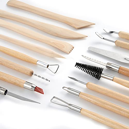 TEMONTIAN Clay Sculpting Tools Kit，Pottery Tools Kit，Clay Tools，Air Dry Clay Tools，44Pcs Double Sided Polymer Clay Tools for Adults,with Upgraded Carrying Case - color: BROWN