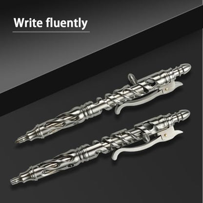 Dr. Metalleung Heavy Duty Stainless Steel Bolt Action Pen - Retractable EDC Pen with Keychain, Refillable Ink, Smooth Writing for Office & Gifts - style: structural