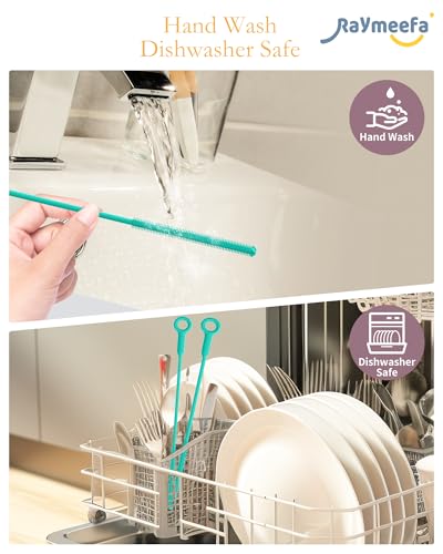 Straw Cleaner Brush Set - Raymeefa Scratch-Free Detail Cleaning for Reusable Straws & Tumblers (Green) - color: Green