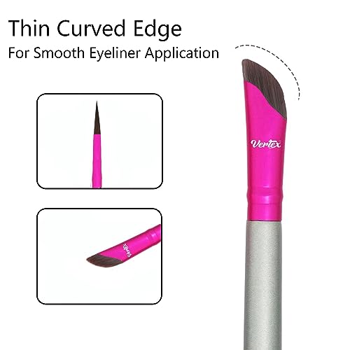 Eyeliner Brush Fine Angled Set - For Liquid Gel Liner Applicator Bent Stencils Thin Pencil Pen Real Small Sharpener Angle Wing Tips Firm Makeup Brushes Black Stamp Winged Kit Flat Waterproof Cat Eye