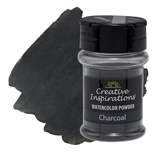 Creative Inspirations Powder Watercolor Paint - 38g Shaker Bottle, Charcoal - Dye-Based Water-Soluble Crystalline Pigments - Non-Toxic, Perfect for Abstract and Spontaneous Effects - color: Charcoal, style: Pack of 1