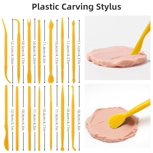 AULEEP Clay Sculpting Tools Kit, 35 PCS Air Dry Clay Tool, Polymer Clay Tools, Portable Clay Pottery Supplies for Adults, Pottery Craft, Dotting, Carving, Molding, Modeling, Drawing, Shaping