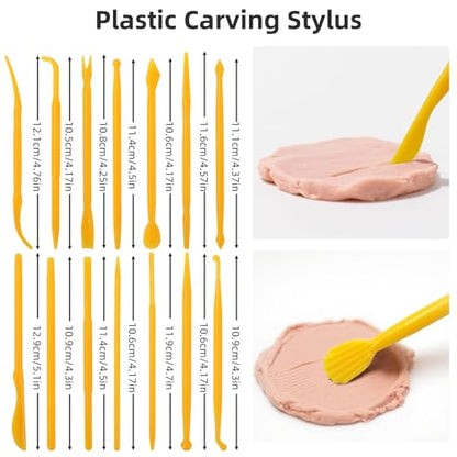 AULEEP Clay Sculpting Tools Kit, 35 PCS Air Dry Clay Tool, Polymer Clay Tools, Portable Clay Pottery Supplies for Adults, Pottery Craft, Dotting, Carving, Molding, Modeling, Drawing, Shaping