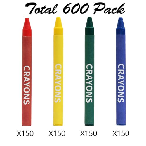 Madisi Crayons Bulk Pack, Regular Size, 4 Colors, 150 Packs, 600 Count | Crayons Bulk Individual Packs for Kids Classroom Set