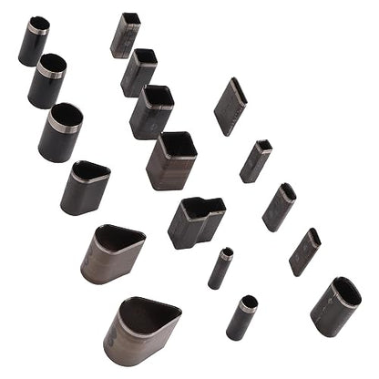 Generic 18Pcs Leather Cutter Punch, High Carbon Steel Assorted Shape Hollow Punch Cutter, Fabric Leather Clay DIY Tool with Transparent Storage Box