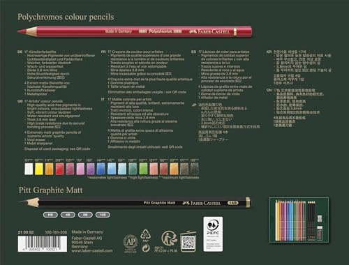 Faber-Castell Polychromos and Pitt Graphite Matte Gift Art Set | Back to School Favorites |1 Count (Pack of 23), Multicolor 23 - style: 23 Count
