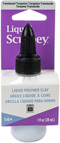 Sculpey Liquid Polymer Oven-Bake Clay, Translucent Turquoise, 1 oz. Bottle, Great for Jewelry, Holiday, DIY, Mixed Media, Window clings, Home décor and More! Perfect for Beginners to Artists! - color: Translucent Turquoise, size: 1 oz