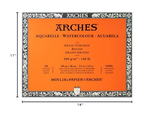 Arches Watercolor Paper Block, Rough, 11" x 14", 140 Pound - size: 11"x14", style: Rough