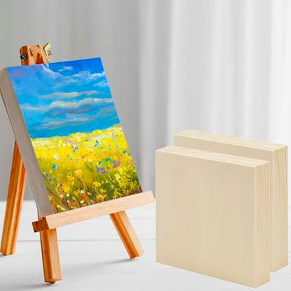 5 Pcs Wood Panel, 4 x 4 Inch Unfinished Wood Canvas Boards, Unfinished Birch Wood Panels for Painting, Pouring, Burning, Arts Use with Oils, Acrylics and DIY Craft Project - size: 4×4×0.8 Inch