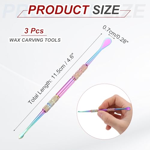 MECCANIXITY 3 Pcs Wax Carving Tools Stainless Steel 4.6 Inch Double-Headed Wax Carving Sculpting Tools for Modeling Sculpting Shaping, AB - color: AB Color