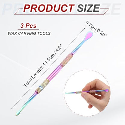 MECCANIXITY 3 Pcs Wax Carving Tools Stainless Steel 4.6 Inch Double-Headed Wax Carving Sculpting Tools for Modeling Sculpting Shaping, AB - color: AB Color
