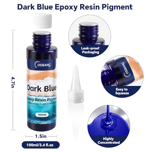 Dark Blue Epoxy Resin Pigment 100ml/3.4 fl.oz, High Concentration Liquid Colorant for Resin Art, Ideal for Creating Waves, Cells, and Unique Ocean DIY Crafts - color: Dark Blue