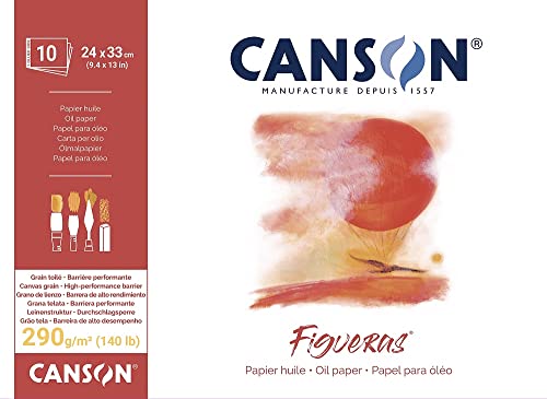 Canson Figueras Oil & Acrylic 290gsm Paper pad Including 10 Sheets, Size:33x24cm, Canvas-Like Texture - size: 33x24cm,