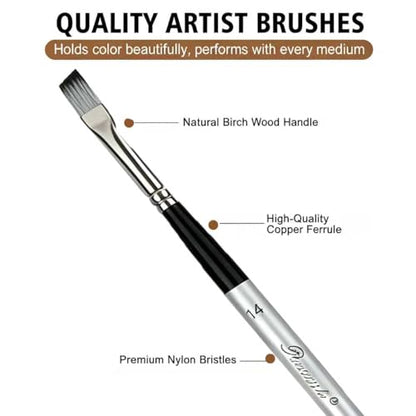 Acrylic Paint Brushes Set, 25pcs Professional Artist Series with Wide Flat, Filbert, Fan, Dagger, Cat Tongue, Round, Angle, Rigger for Oil, Acrylic, Face Painting（Color Blocking ） - color: Color Blocking