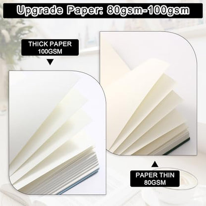 Thick Blank Journal Notebook 400Pages Sketch Book Blank Journal Unlined No Lines Soft Leather Cover A6 (3.9 × 5.5) Journal Leather Notepad Drawing Book Memo Writing Sketch Pad Diary Notebook - color: Sky Blue-400 Page