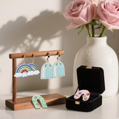 ORIGACH 14 Pcs Boho Arch Shape Polymer Clay Cutters, Rainbow Flower Frame Design Clay Cutters for Polymer Clay Jewelry Earrings with a Clear Storage Box - style: Arch