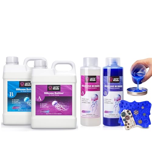 Bundle Set of 15A Blue Silicone Molds Making Kit and 15A Liquid Silicone Rubber 140oz