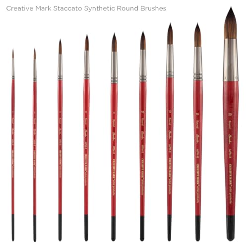 Creative Mark Staccato Synthetic Art Paint Brush - Assorted Round Brush Set of 8 - Long Handle, Hand-Crafted Artist Paint Brush Set - Multimedia Fine Art Paint Brushes