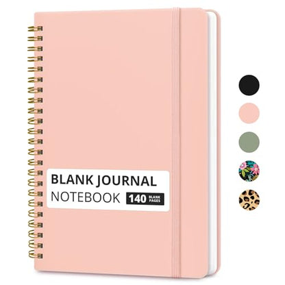 Taja Blank Spiral Journal Notebook for Women & Men, 140 Pages, Sketch Book, Plain Notebook for Drawing & Sketching, Journals for Creative Writing, A5(5.7" x 7.9") – Pink - color: B.Pink, style: d-Blank