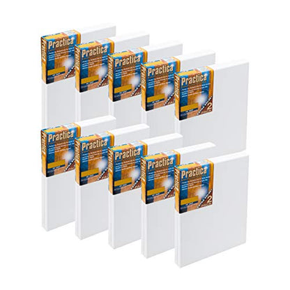 Practica Economy Stretched Cotton Canvas 20-Pack, 16x20 - Acid-Free Acrylic Primed Canvas for Acrylics, Pastels, Graphite, & More! - size: 16" x 20"