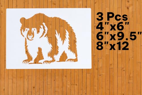 Bear Stencil – Wildlife Animal Art Stencil for Painting, Crafting and DIY Projects (3 Pcs Set) - style: Bear 2
