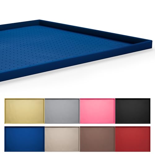 Hubulk Dog Feeding Mat,100% Waterproof BPA Free Silicone Pet Food and Water Bowl Placemat,Dishwasher, High Raised Edge to Prevent Spills,Nonslip Tray to Stop Messes on Floor (24"x16"x0.5", Navy) - color: Navy, size: 24"l X 16"w