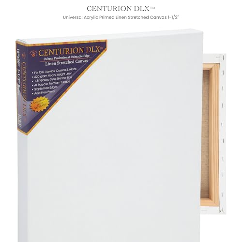 Centurion Deluxe Professional Acrylic Primed Linen Pre-Stretched Canvases, 11oz Linen - 14"x18", Box of 3, 1.5" Deep - Kiln-Dried Stretchers, Back Stapled, Canvas for Painting, Museum Archival Quality - size: 16"x20"