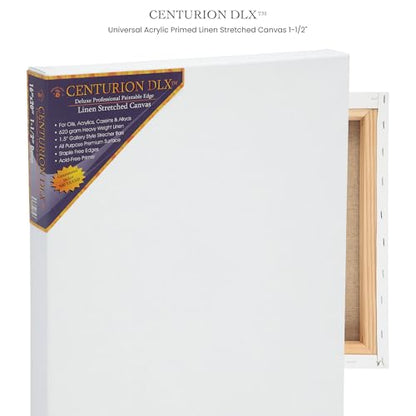Centurion Deluxe Professional Acrylic Primed Linen Pre-Stretched Canvases, 11oz Linen - 24"x30", Box of 3, 1.5" Deep - Kiln-Dried Stretchers, Back Stapled, Canvas for Painting, Museum Archival Quality - size: 22"x28"