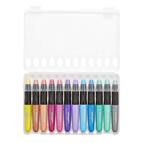 KINGART Mixed Media Gel Stick Crayons, Metallic, Set of 12-Colors | Shimmer Effects: Brush on water for watercolor effects; odorless and non-toxic
